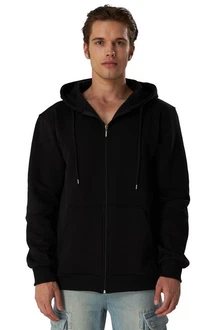 Smith & Solo Hoodie Sweatshirt mit Reißverschluss Schwarz