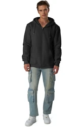 Smith & Solo Hoodie Sweatshirt mit Reißverschluss Schwarz/Dunkelgrau/Hellgrau