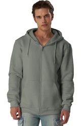 Smith & Solo Hoodie Sweatshirt mit Reißverschluss Hellgrau/Dunkelgrün