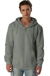 Smith & Solo Hoodie Sweatshirt mit Reißverschluss Hellgrau/Dunkelgrün