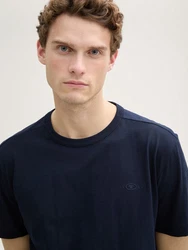 TOM TAILOR T-Shirt mit Logo Stickerei dunkelblau