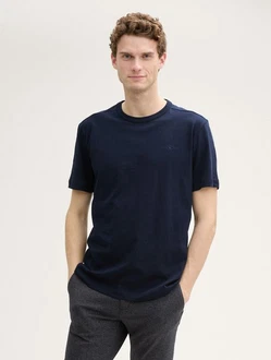 TOM TAILOR T-Shirt mit Logo Stickerei dunkelblau