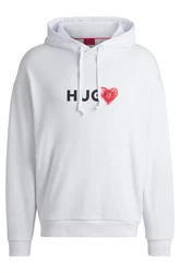 HUGO Sweatshirt Hoodie Dewgili Relaxed Fit Creme/Grau/Weiß/Beige