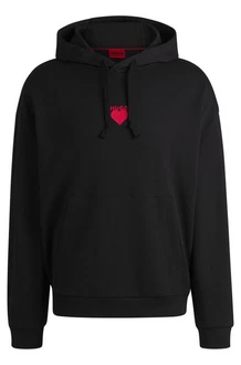 HUGO Sweatshirt Hoodie Dewgili Relaxed Fit Schwarz/Rosa/Rot