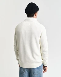 Gant Strickpullover RIBBED COTTON HALF ZIP Creme/Weiß