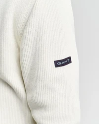 Gant Strickpullover RIBBED COTTON HALF ZIP Creme/Weiß