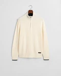 Gant Strickpullover RIBBED COTTON HALF ZIP Creme/Weiß