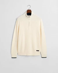 Gant Strickpullover RIBBED COTTON HALF ZIP Creme/Weiß