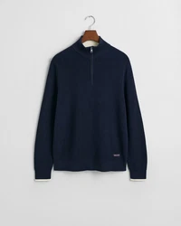 Gant Strickpullover RIBBED COTTON HALF ZIP Dunkelblau/Hellblau