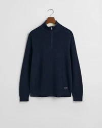 Gant Strickpullover RIBBED COTTON HALF ZIP Dunkelblau/Hellblau
