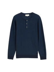 TOM TAILOR Strickpullover Henley Dunkelblau/Hellblau/Blau