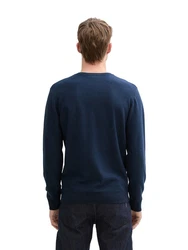 TOM TAILOR Strickpullover Henley Dunkelblau/Hellblau/Blau