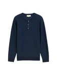 TOM TAILOR Strickpullover Henley Dunkelblau/Hellblau/Blau