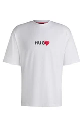 HUGO T-Shirt Dewdam Regular Fit Rosa/Weiß/Creme/Grau/Beige