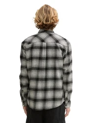 TOM TAILOR Denim Langarmhemd Schwarz/Grau/Dunkelgrau/Hellgrau