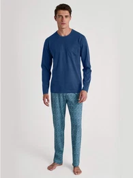 Schlafanzug Relax Imprint (2 tlg) Langarm-Shirt & Hose mit geradem Bein