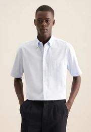 Businesshemd Comfort Comfort Kurzarm Button-Down-Kragen Struktur