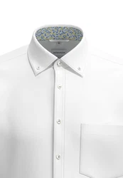 seidensticker Businesshemd Regular Button-Down-Kragen Struktur Weiß/Grau/Creme