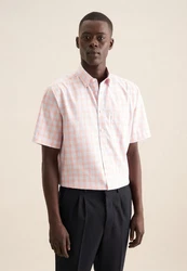 seidensticker Businesshemd Regular Kurzarm Button-Down-Kragen Rosa