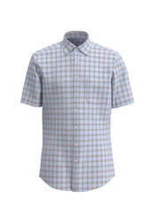 seidensticker Businesshemd Regular Kurzarm Button-Down-Kragen Hellblau/Blau/Grau