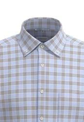 seidensticker Businesshemd Regular Kurzarm Button-Down-Kragen Hellblau/Blau/Grau