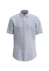seidensticker Businesshemd Regular Kurzarm Button-Down-Kragen Hellblau/Blau/Grau