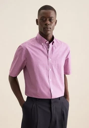 Businesshemd Regular Regular Kurzarm Button-Down-Kragen Druck
