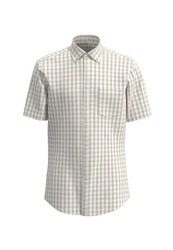 Seidensticker Businesshemd Regular Button-Down-Kragen Karo Khaki/Grau/Beige/Grün