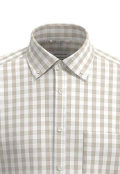 Seidensticker Businesshemd Regular Button-Down-Kragen Karo Khaki/Grau/Beige/Grün