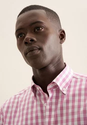 Seidensticker Businesshemd Regular Button-Down-Kragen Karo Rosa/Rot/Dunkelrot