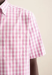 Seidensticker Businesshemd Regular Button-Down-Kragen Karo Rosa/Rot/Dunkelrot