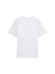 TOM TAILOR T-Shirt mit Logo Stickerei Weiß/Creme