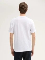 TOM TAILOR T-Shirt mit Logo Stickerei Weiß/Creme