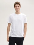 TOM TAILOR T-Shirt mit Logo Stickerei Weiß/Creme