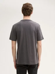 TOM TAILOR T-Shirt mit Logo Stickerei Dunkelgrau/Hellgrau/Grau