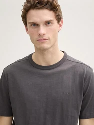 TOM TAILOR T-Shirt mit Logo Stickerei Dunkelgrau/Hellgrau/Grau