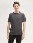 TOM TAILOR T-Shirt mit Logo Stickerei Dunkelgrau/Hellgrau/Grau