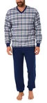 Normann Herren Pyjama lang mit Bündchen Blau/Grau/Hellblau/Dunkelblau