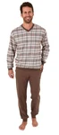Normann Herren Pyjama lang mit Bündchen Braun/Beige/Khaki/Rot/Grau/Lila