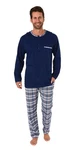 Normann Pyjama Herren Schlafanzug Mix and Match Optik Dunkelblau/Blau/Hellblau