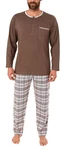 Normann Pyjama Herren Schlafanzug Mix and Match Optik Khaki/Braun/Grau/Dunkelbraun/Lila/Beige/Dunkelrot