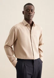 Seidensticker Businesshemd Regular Kentkragen Uni Beige/Braun