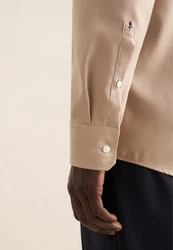 Seidensticker Businesshemd Regular Kentkragen Uni Beige/Braun