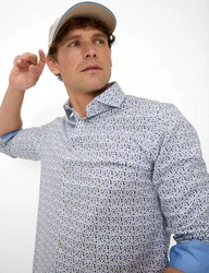 Brax Langarmhemd Style HAROLD Blau/Hellblau