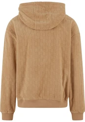 URBAN CLASSICS Kapuzensweatshirt Urban Classics Jacquard Velvet Oversized Hoody Braun/Beige/Khaki