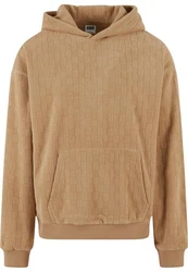 URBAN CLASSICS Kapuzensweatshirt Urban Classics Jacquard Velvet Oversized Hoody Braun/Beige/Khaki