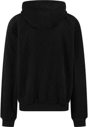 URBAN CLASSICS Kapuzensweatshirt Urban Classics Jacquard Velvet Oversized Hoody Schwarz