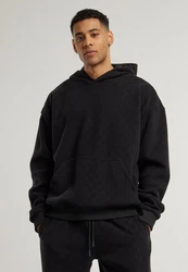 URBAN CLASSICS Kapuzensweatshirt Urban Classics Jacquard Velvet Oversized Hoody Schwarz