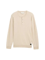 TOM TAILOR Strickpullover Henley Khaki/Beige/Orange/Braun