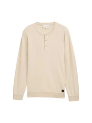 TOM TAILOR Strickpullover Henley Khaki/Beige/Orange/Braun